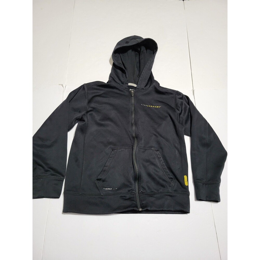 (#16) Nike Therma Fit Hoodie Full Zip Black Long Sleeve Size Youth Large (14-16)